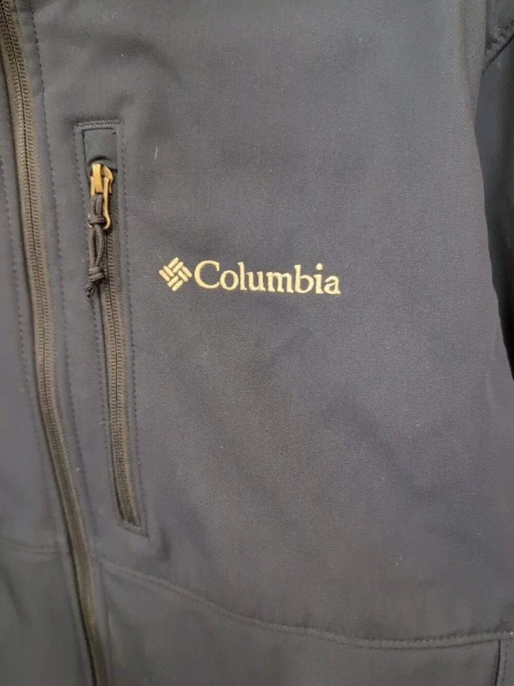 Columbia Men's M Navy Ascender Softshell Jacket Wind/Rain Resistant EUC‎ Zip Up